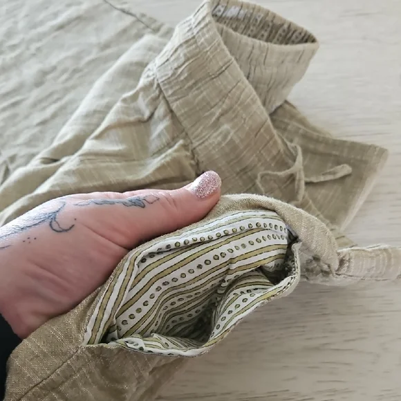 Fabindia Beige Linen Pants Size 34 Drawstring Like New Condition - Picture 5 of 9